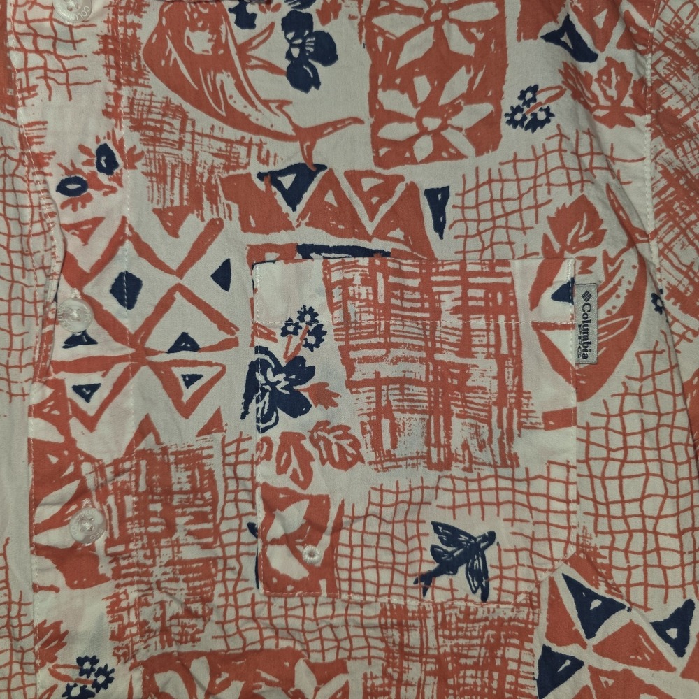 Columbia PFG Shirt Mens Large Red Button Up Fish Hike Vented Flying Fish - Picture 3 of 10